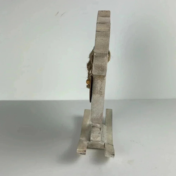 11.5”tall wooden chicken beige and white FARMHOUSE DECOR ON A ROCKING BASE - Picture 6 of 8